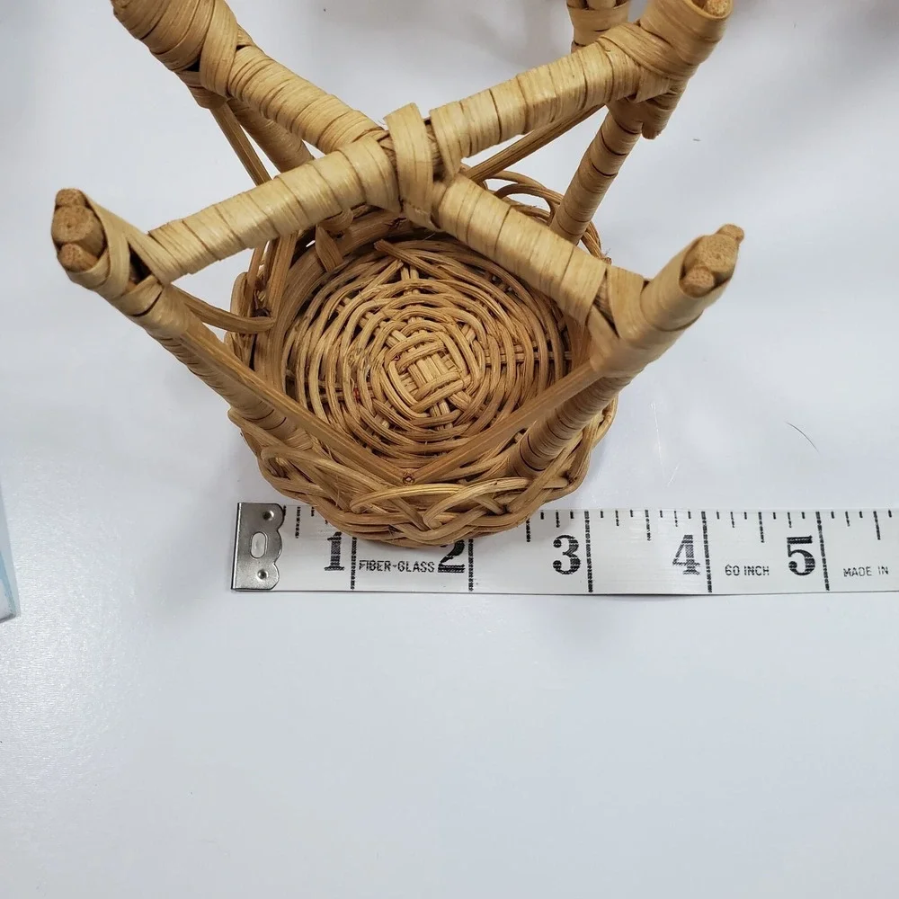 Vintage Doll Furniture Wicker Rattan Patio Set Sofa Chair (FLAW) Table Lot of 3